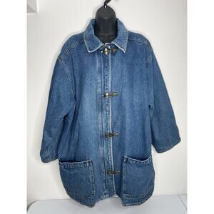 Vintage 90s Summit Hill Flannel Lined Denim Jacket Chore Barn Coat Woman’s 2XL